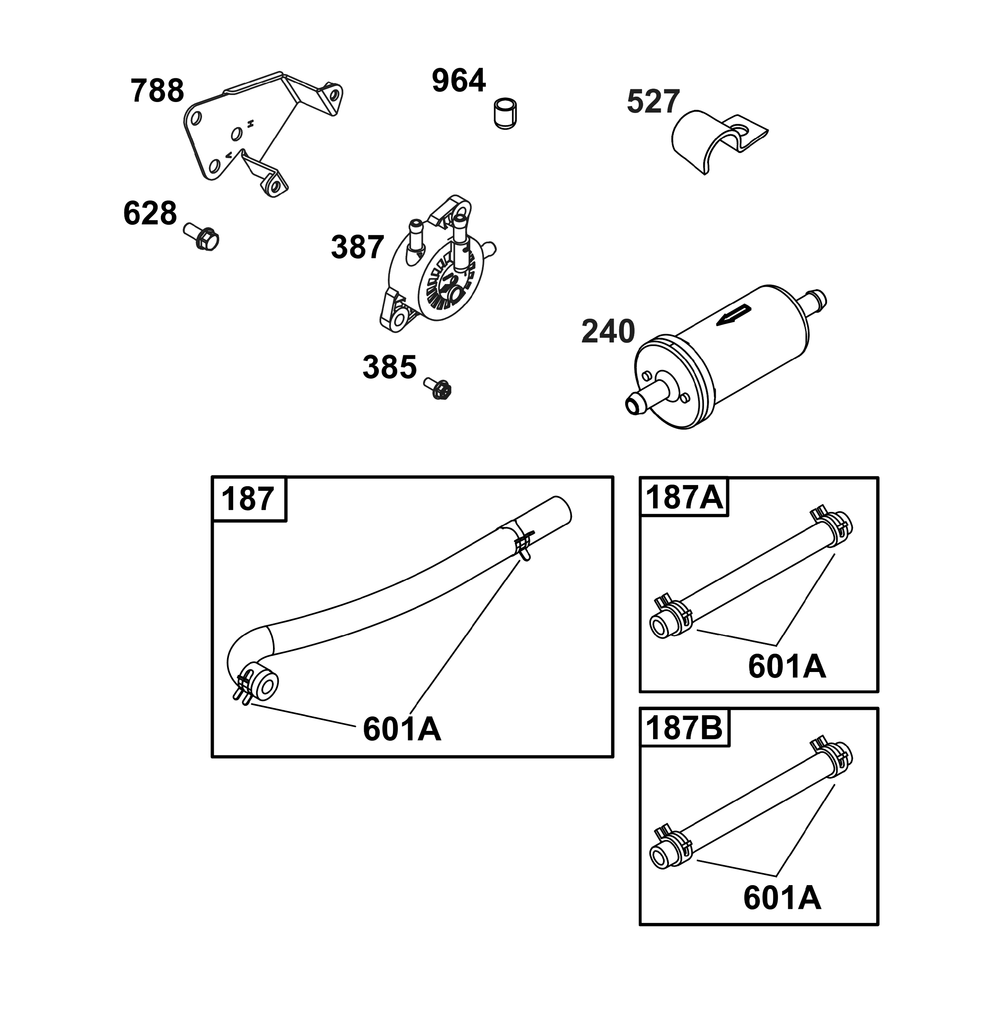 Fuel Supply Group Diagram and Parts List for 305777-0112-B5 200000 - 399999 Briggs and Stratton Engine